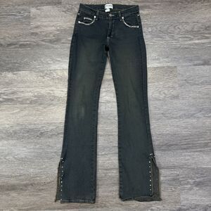Sharagano Paris Y2k Jeans Blue Grey Flare Studded size Small
